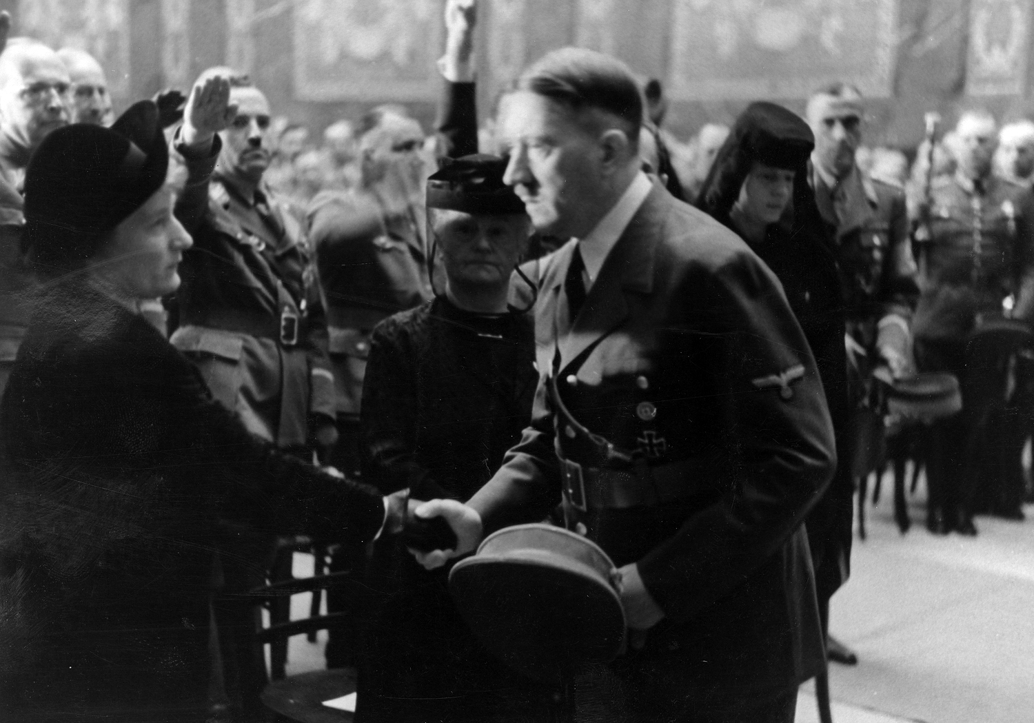 Adolf Hitler gives his condolences to the family of Viktor Lutze at his state funeral
